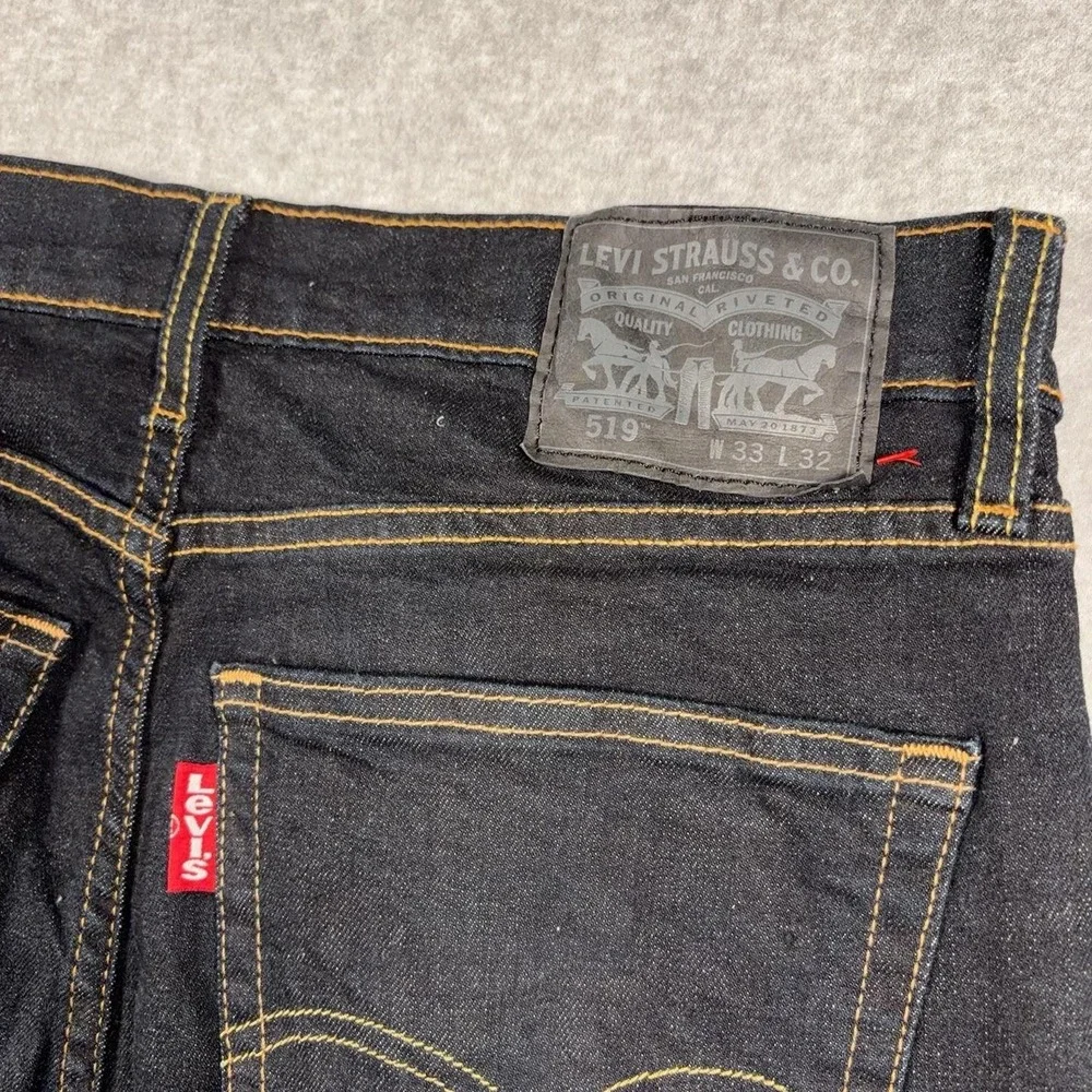 Levis 519 Jeans Mens 33x32 Blue Extra Slim Skinny Stretch Denim Dark Wash Pants
